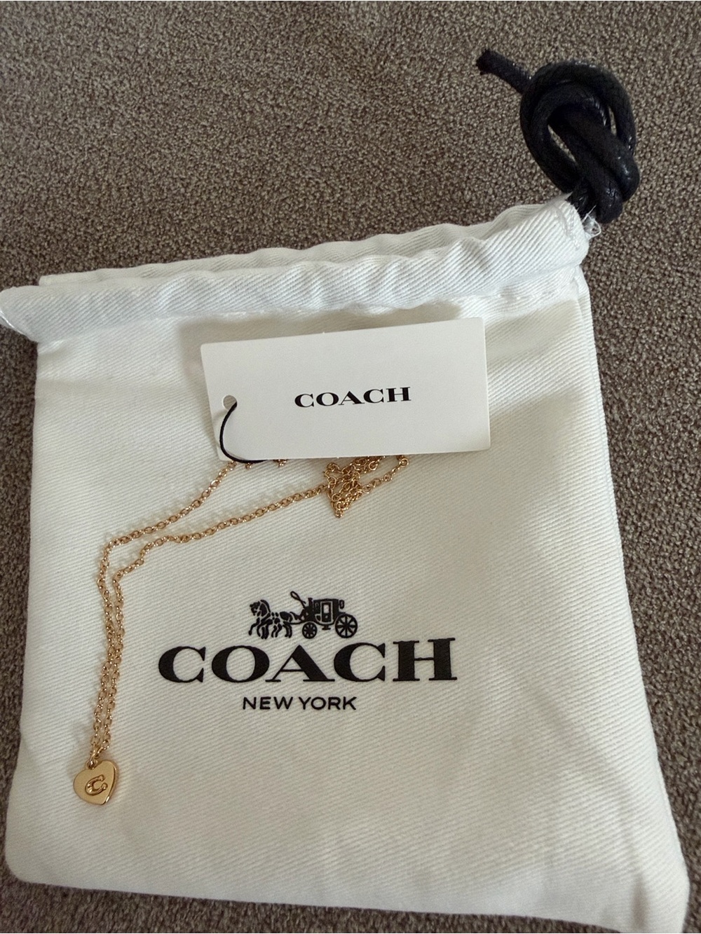 Coach Gold Logo Pendant Necklace